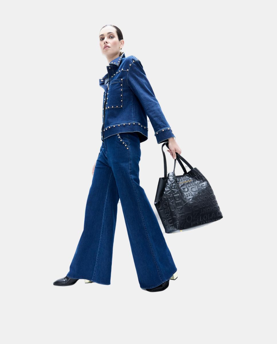 Mala Shopper Básica com Monograma Preto-10