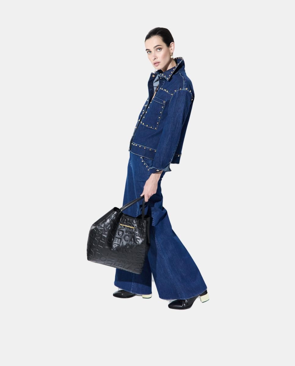Mala Shopper Básica com Monograma Preto-11