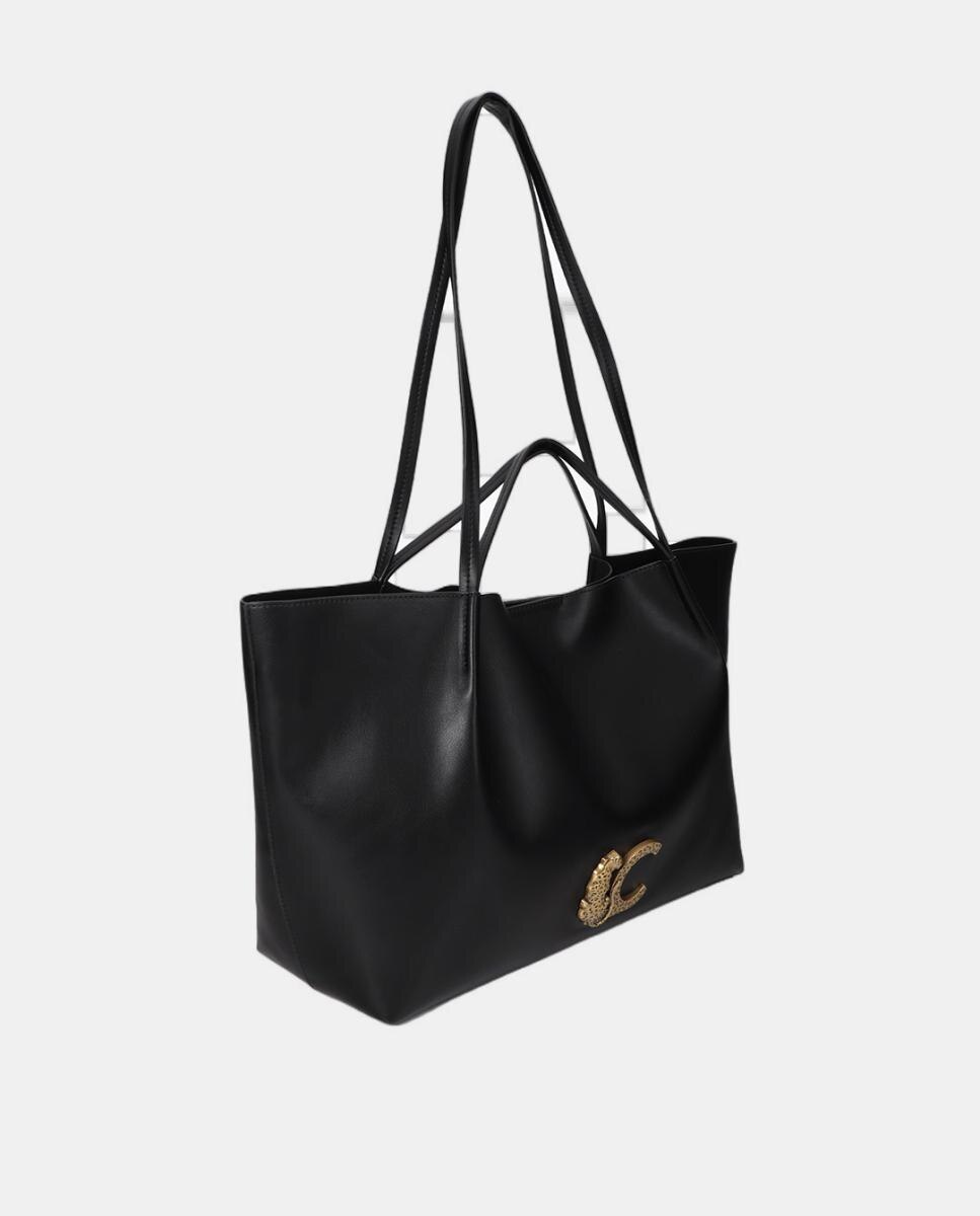 Mala Shopper de Efeito de Couro Preto-2