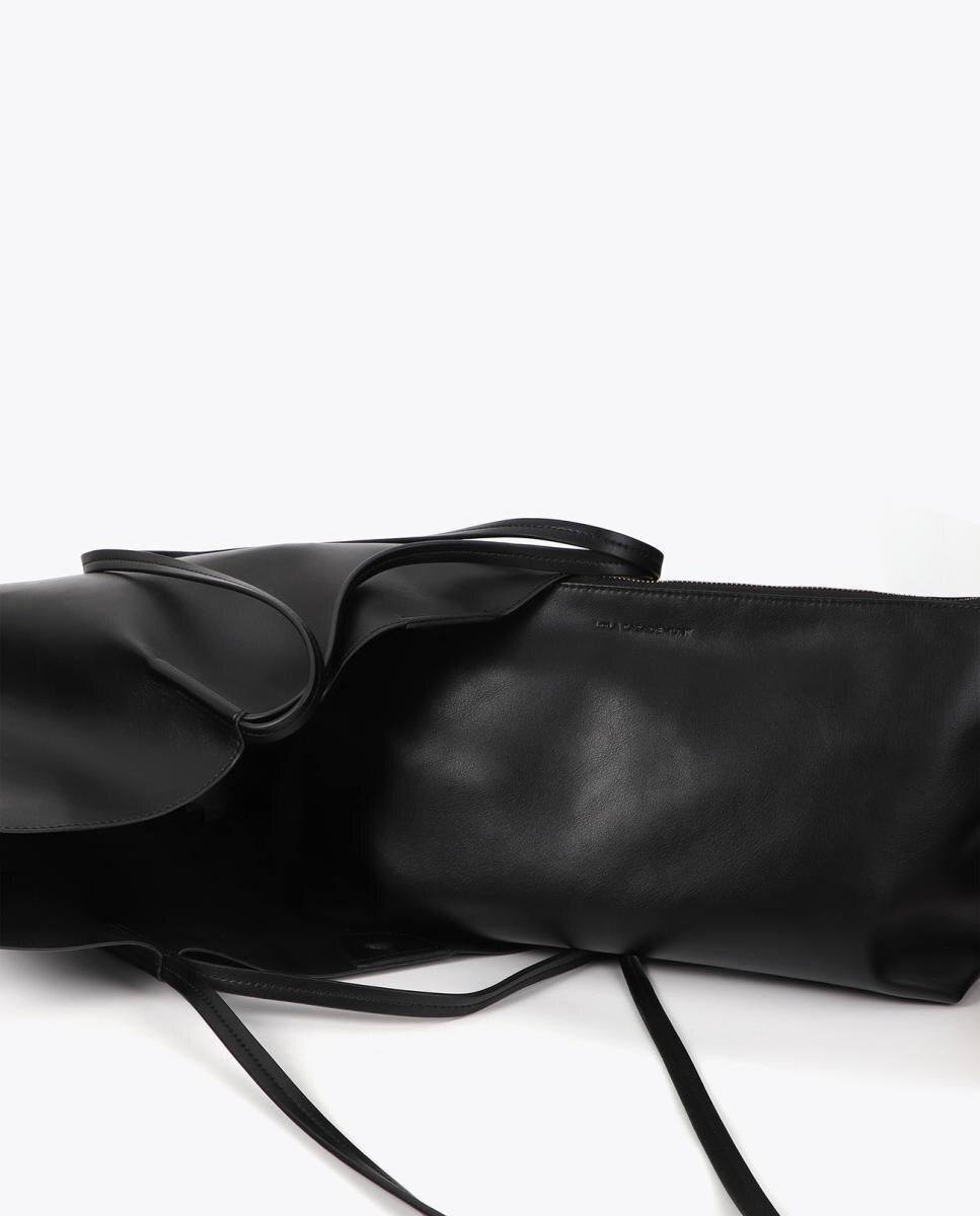 Mala Shopper de Efeito de Couro Preto-5