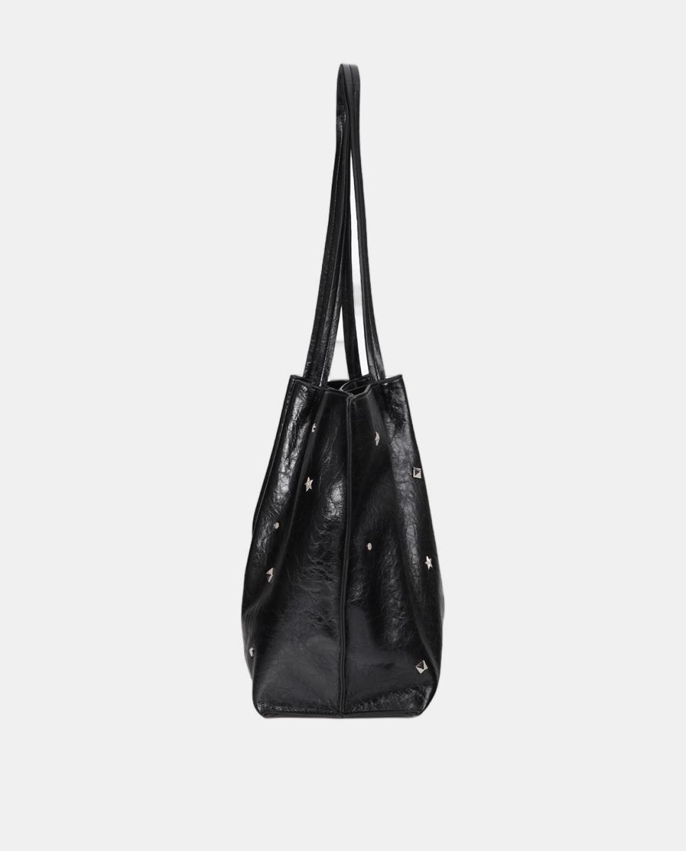 Mala Shopper com Estrela e Coração com Rebites Preto-3