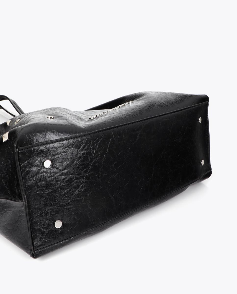 Mala Shopper com Estrela e Coração com Rebites Preto-6