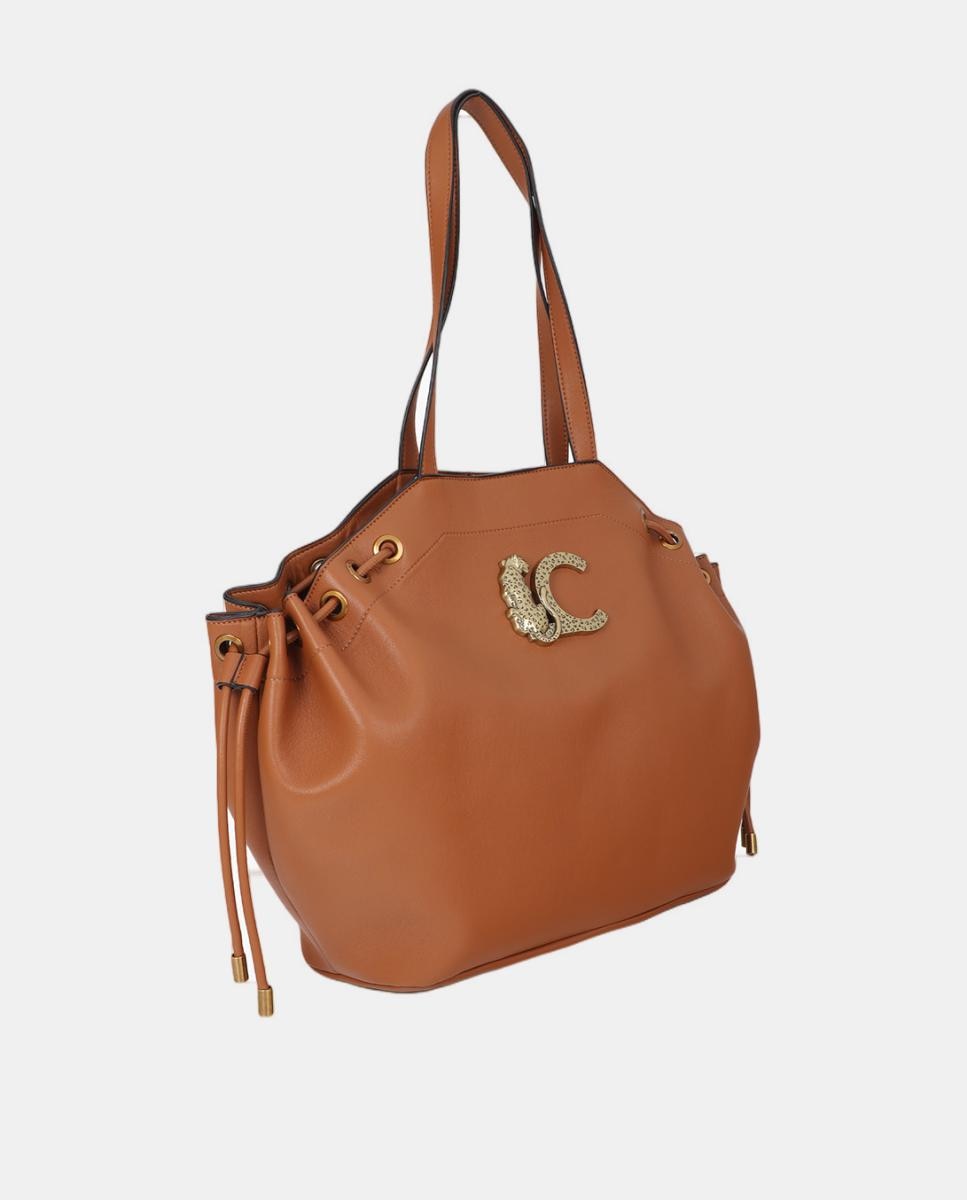 Mala Shopper com Detalhe de Corrente Camel-2