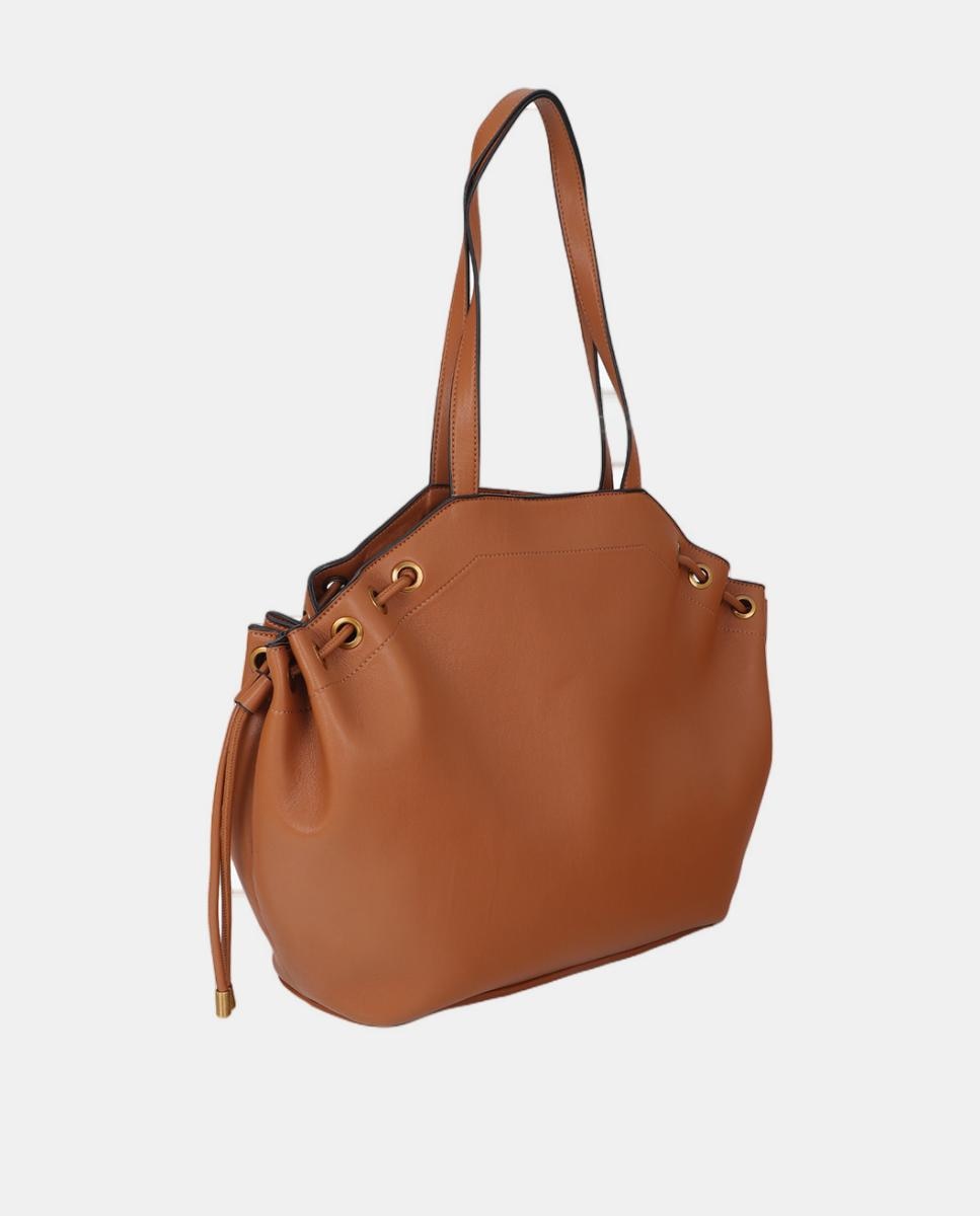 Mala Shopper com Detalhe de Corrente Camel-4
