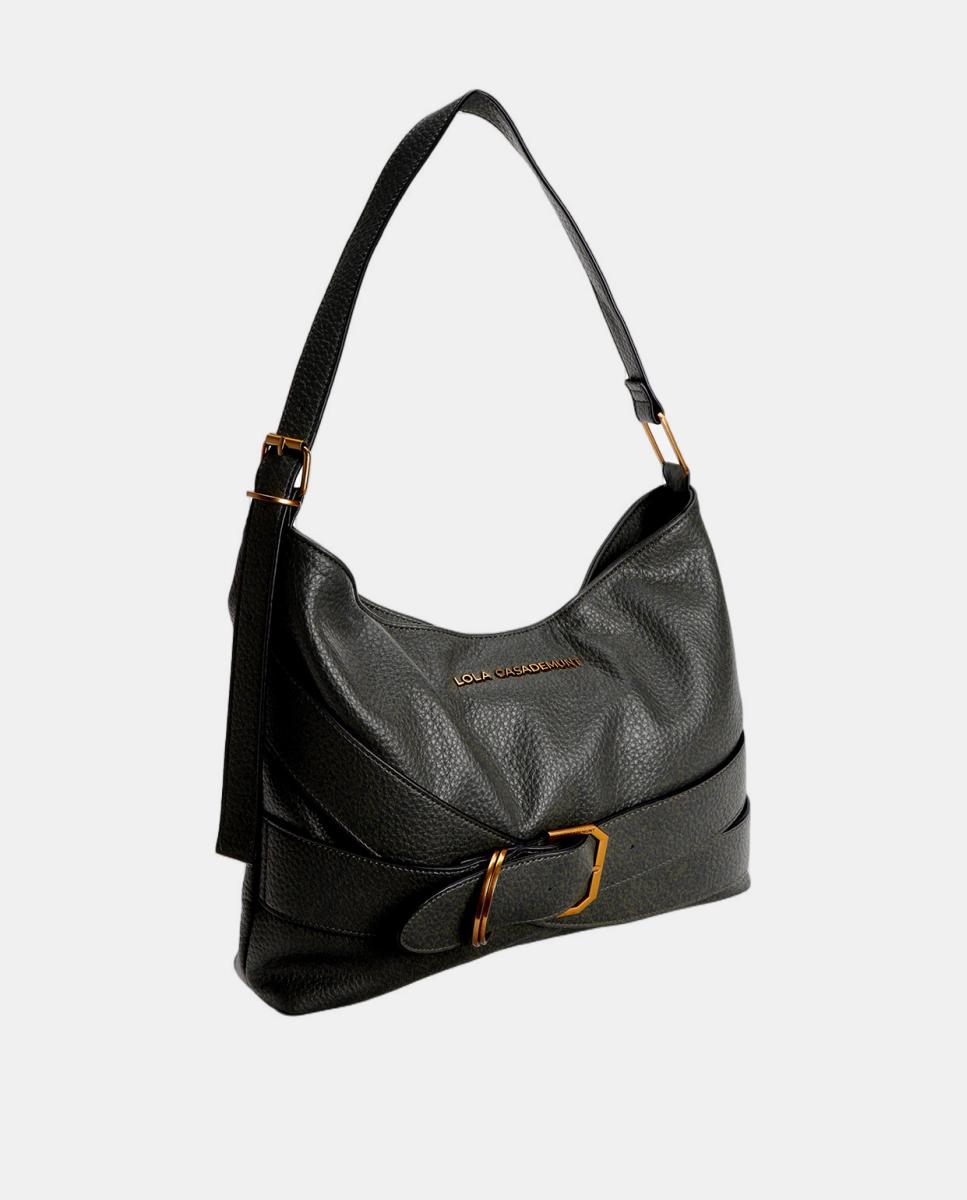 Bolso hobo con detalle de cinturón - Lola Casademunt - Negro Negro-2