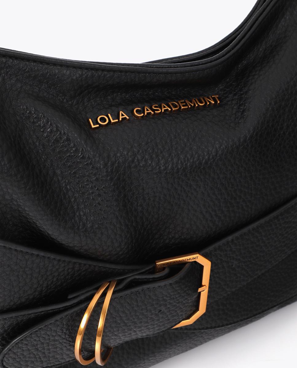 Bolso hobo con detalle de cinturón - Lola Casademunt - Negro Negro-6