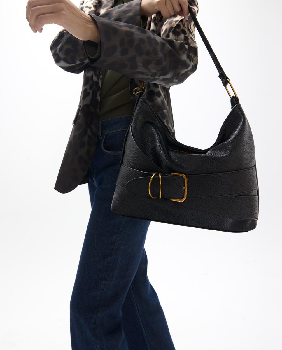 Bolso hobo con detalle de cinturón - Lola Casademunt - Negro Negro-7