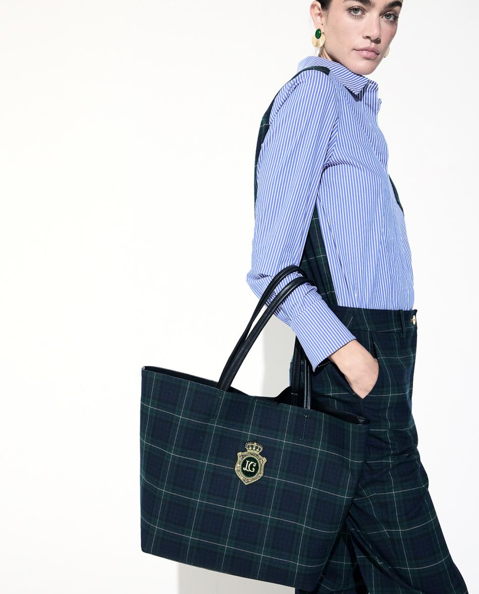Shopper de tela a cuadros - Lola Casademunt - Azul Azul-7