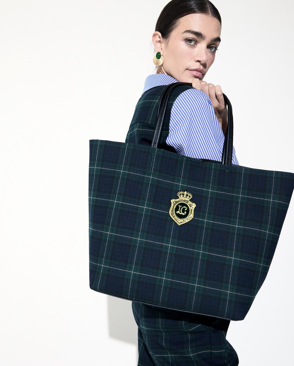 Shopper de tela a cuadros - Lola Casademunt - Azul Azul-8