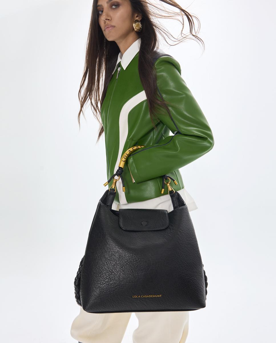 Shopper LOLA CASADEMUNT 1981 de efecto cuero - Negro Negro-8