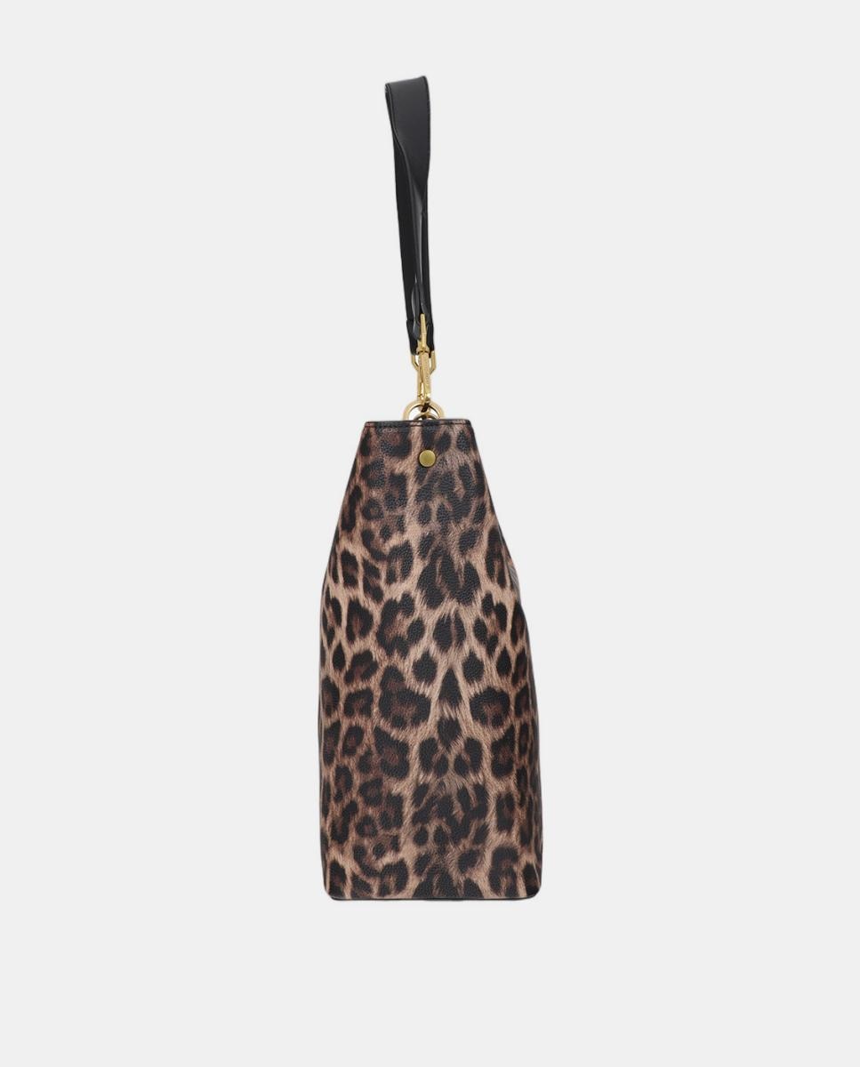 Mala Shopper com Detalhe de Corrente Castanho-3