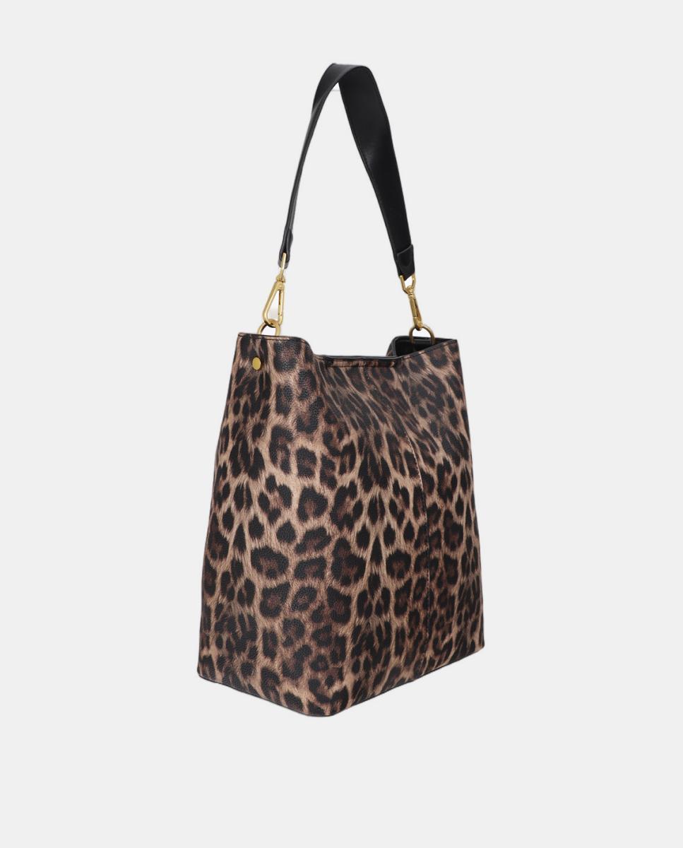 Mala Shopper com Detalhe de Corrente Castanho-4