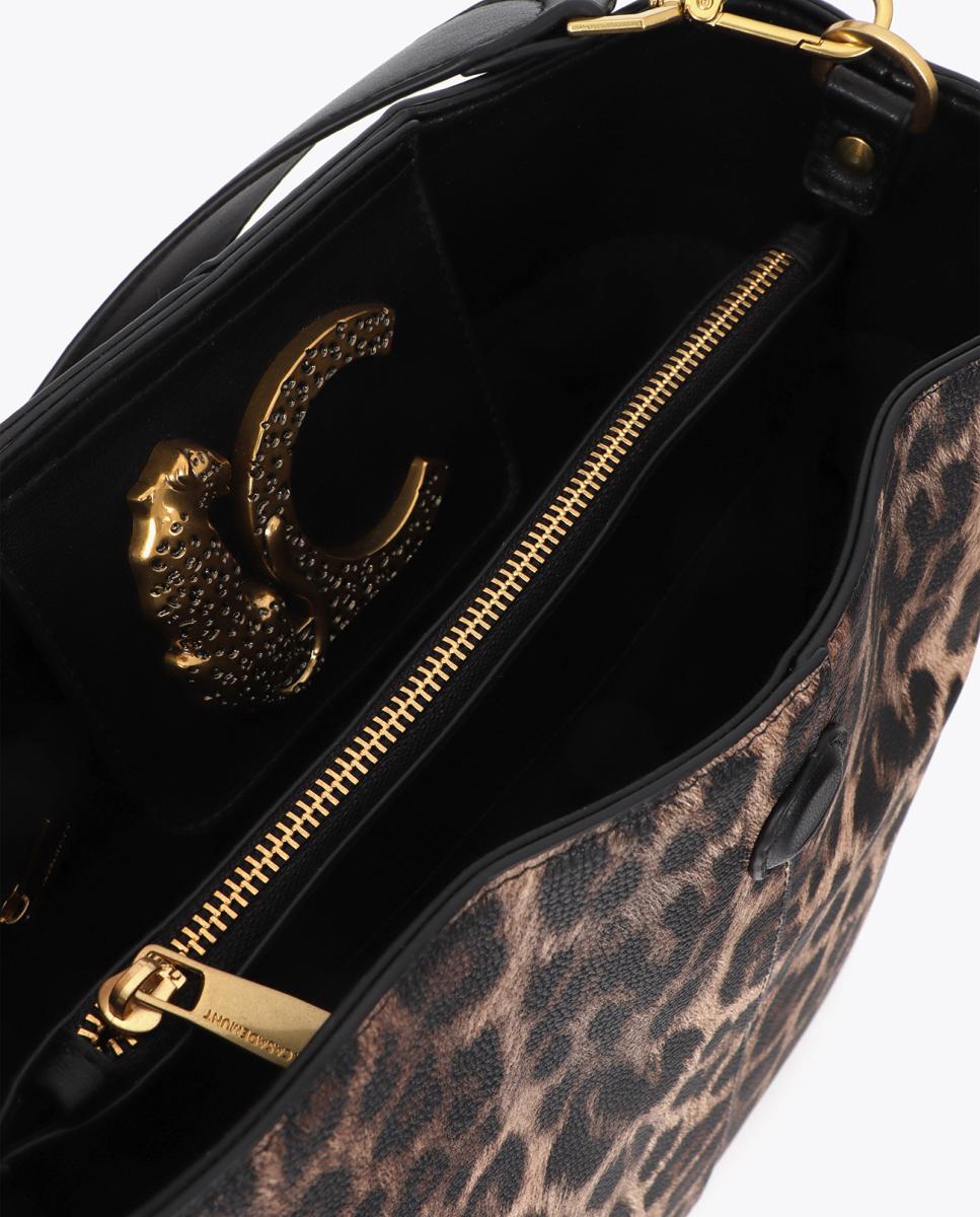 Mala Shopper com Detalhe de Corrente Castanho-5
