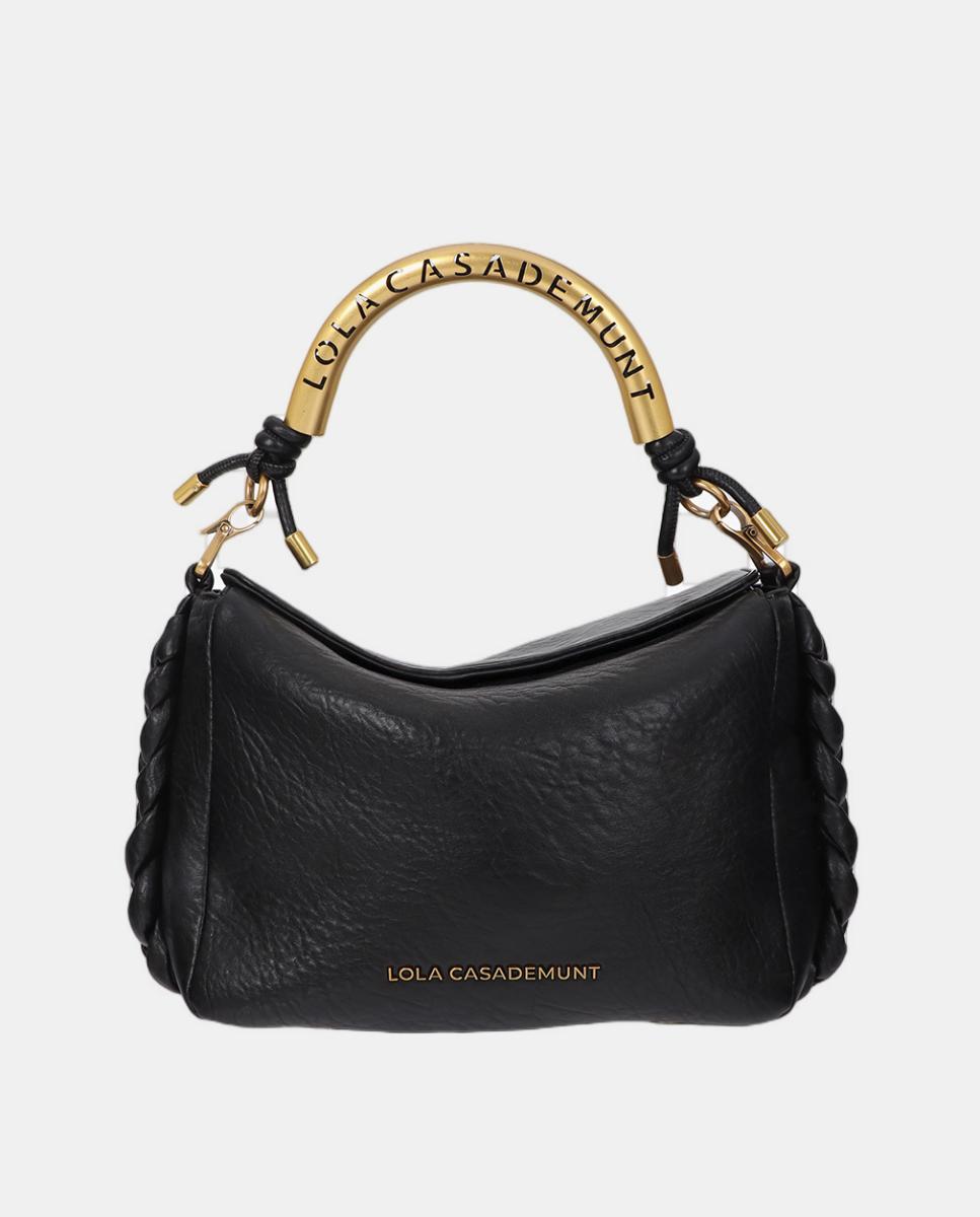 Bolso bandolera mediano LOLA CASADEMUNT 1981 de efecto cuero - Negro Negro-1