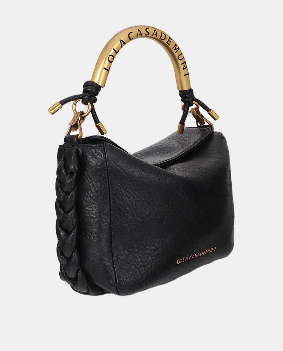 Bolso bandolera mediano LOLA CASADEMUNT 1981 de efecto cuero - Negro Negro-2