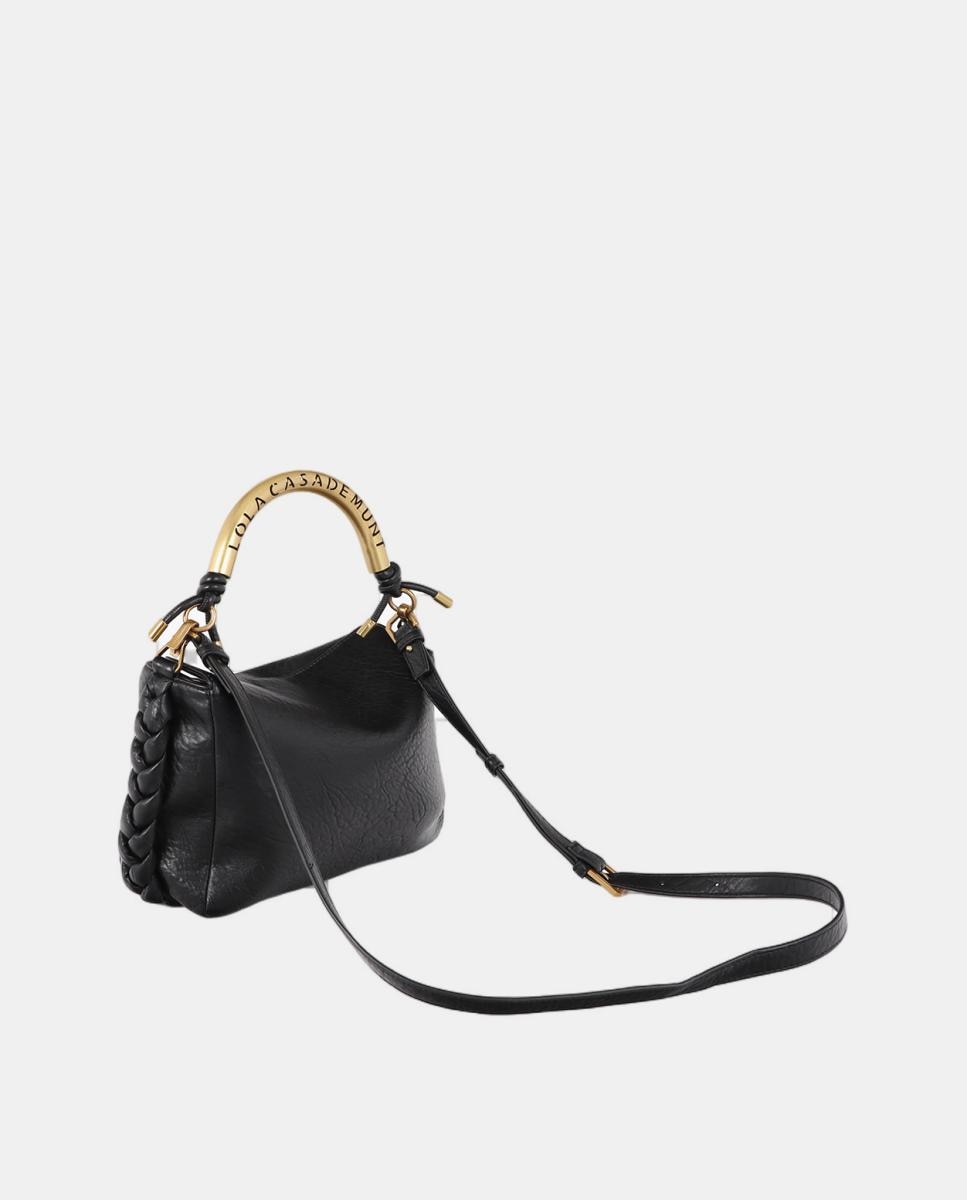 Bolso bandolera mediano LOLA CASADEMUNT 1981 de efecto cuero - Negro Negro-4