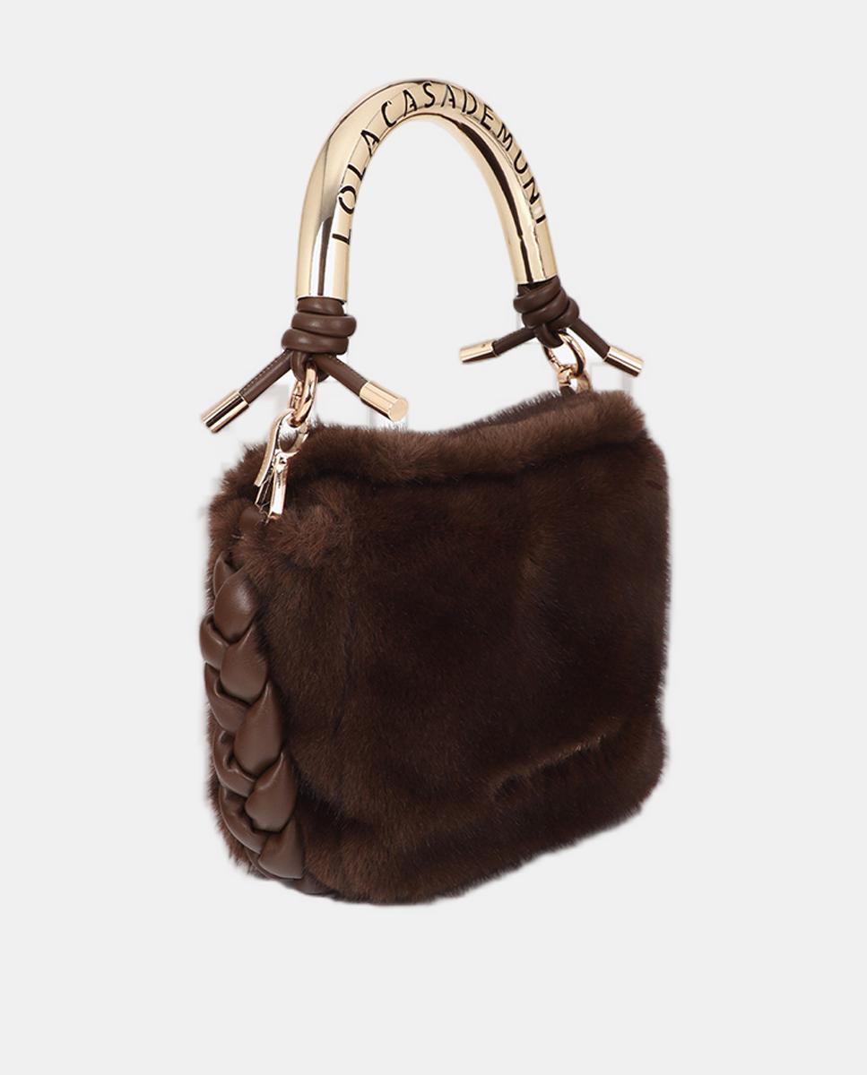 Bolso bandolera pequeño LOLA CASADEMUNT 1981 de pelo - Marrón Marrón-2