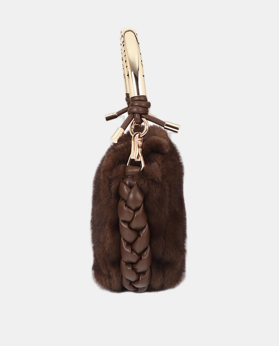 Bolso bandolera pequeño LOLA CASADEMUNT 1981 de pelo - Marrón Marrón-3