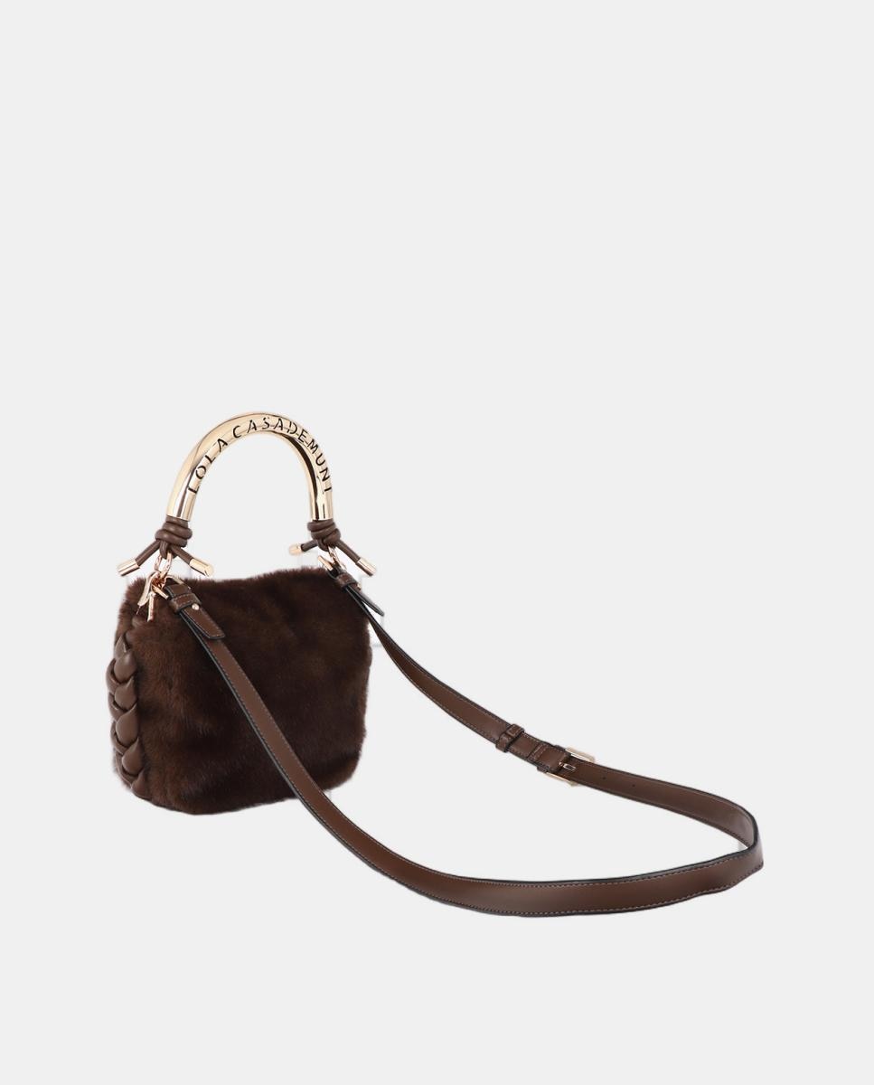 Bolso bandolera pequeño LOLA CASADEMUNT 1981 de pelo - Marrón Marrón-4