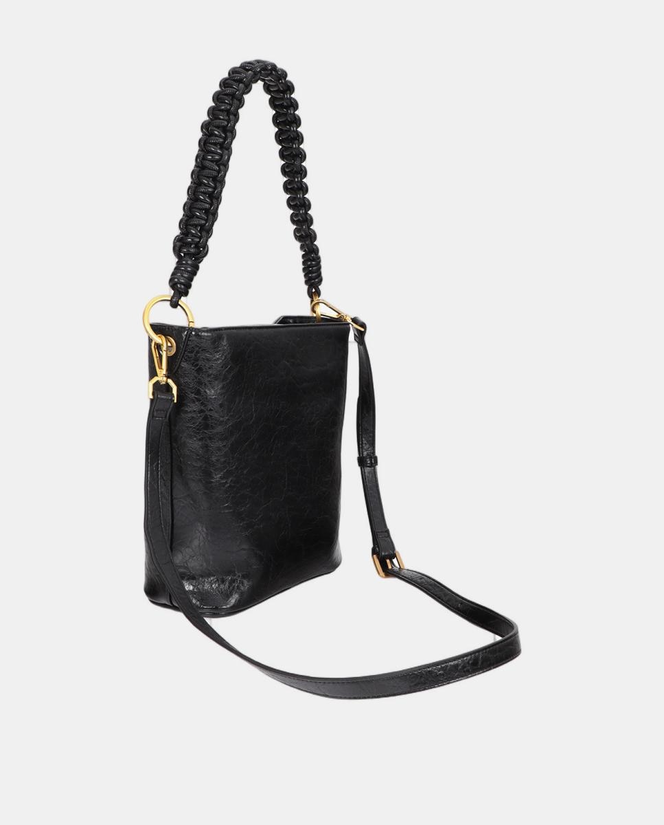 Mala Hobo com Detalhe de Alça Entrançada Preto-4