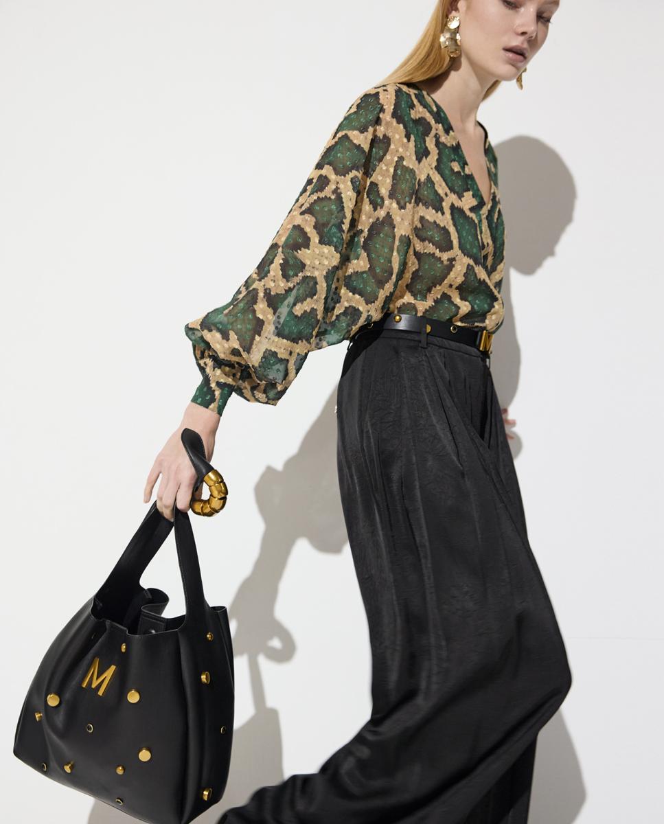Mala Shopper com Rebites Variados Preto-9