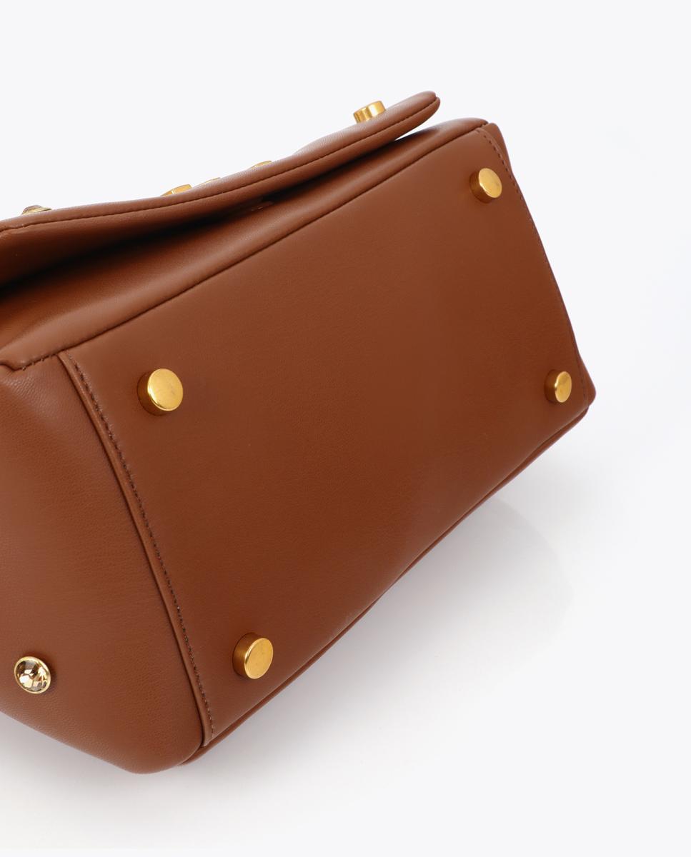 Bolso bandolera con solapa y remaches variados - Lola Casademunt - Marrón claro Marrón claro-7