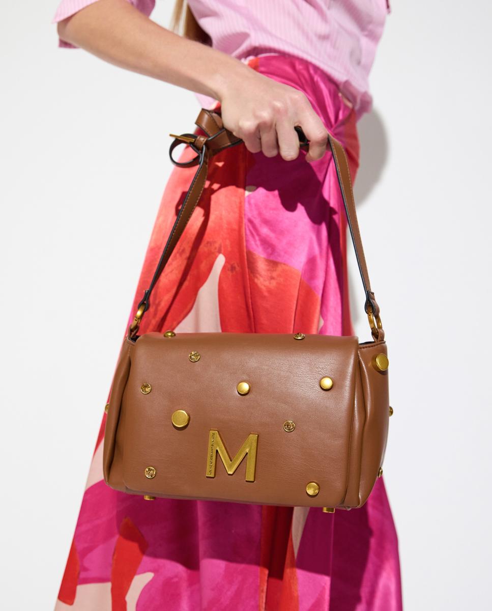 Bolso bandolera con solapa y remaches variados - Lola Casademunt - Marrón claro Marrón claro-8