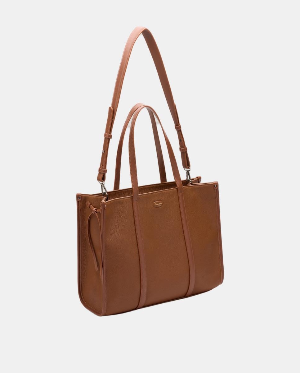 Mala Shopper Retangular Tamanho Pequeno com Fecho de Correr Couro-3