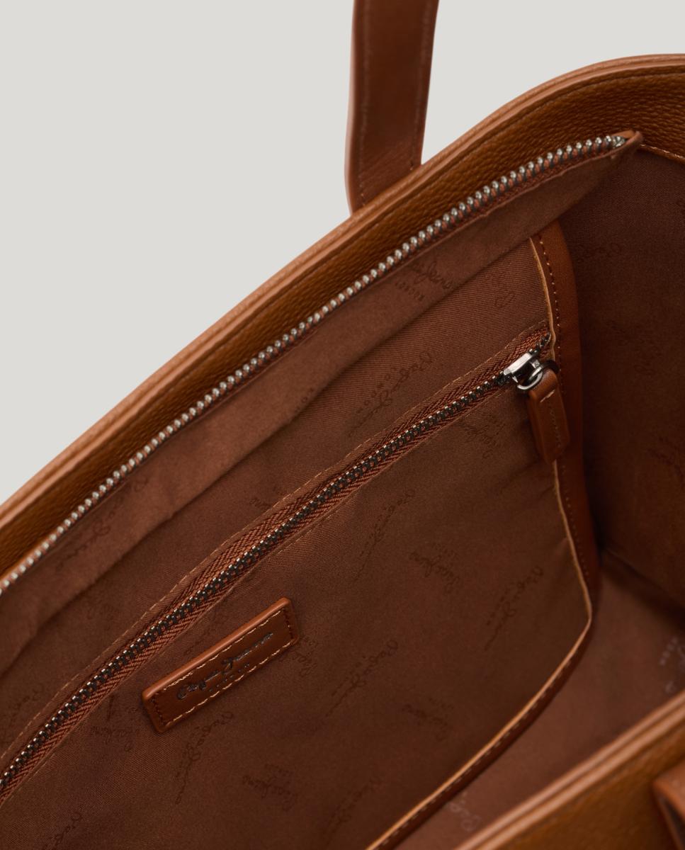 Mala Shopper Retangular Tamanho Pequeno com Fecho de Correr Couro-7