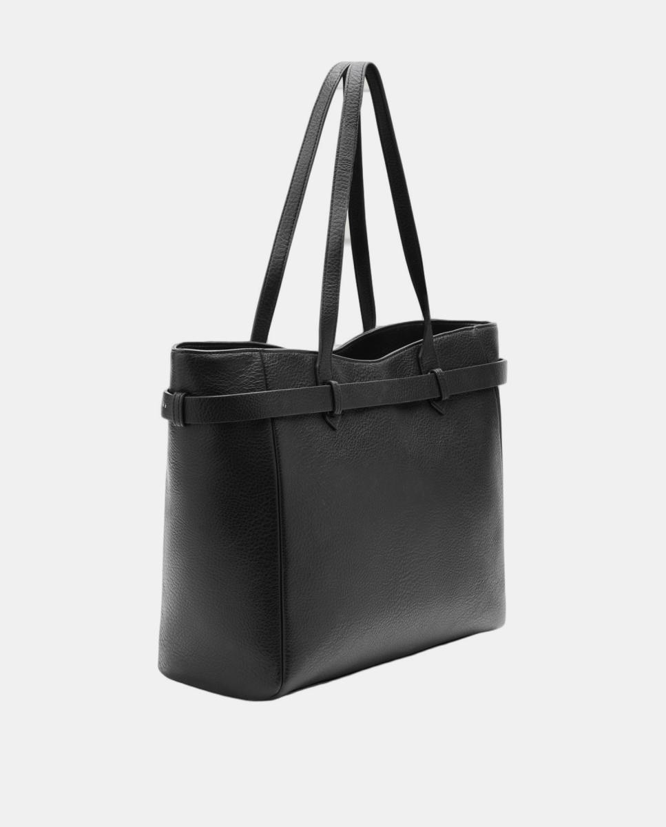 Mala Shopper Grande com Fivela Decorativa Preto-2