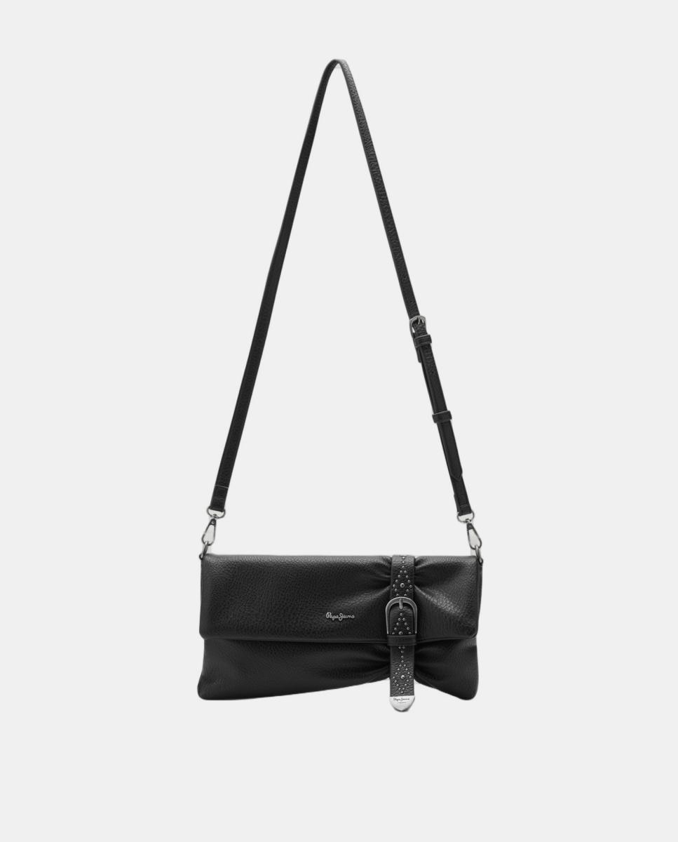 Mala de Mão Dobrável com Correia para Levar ao Ombro e Fivela Decorativa Preto-2