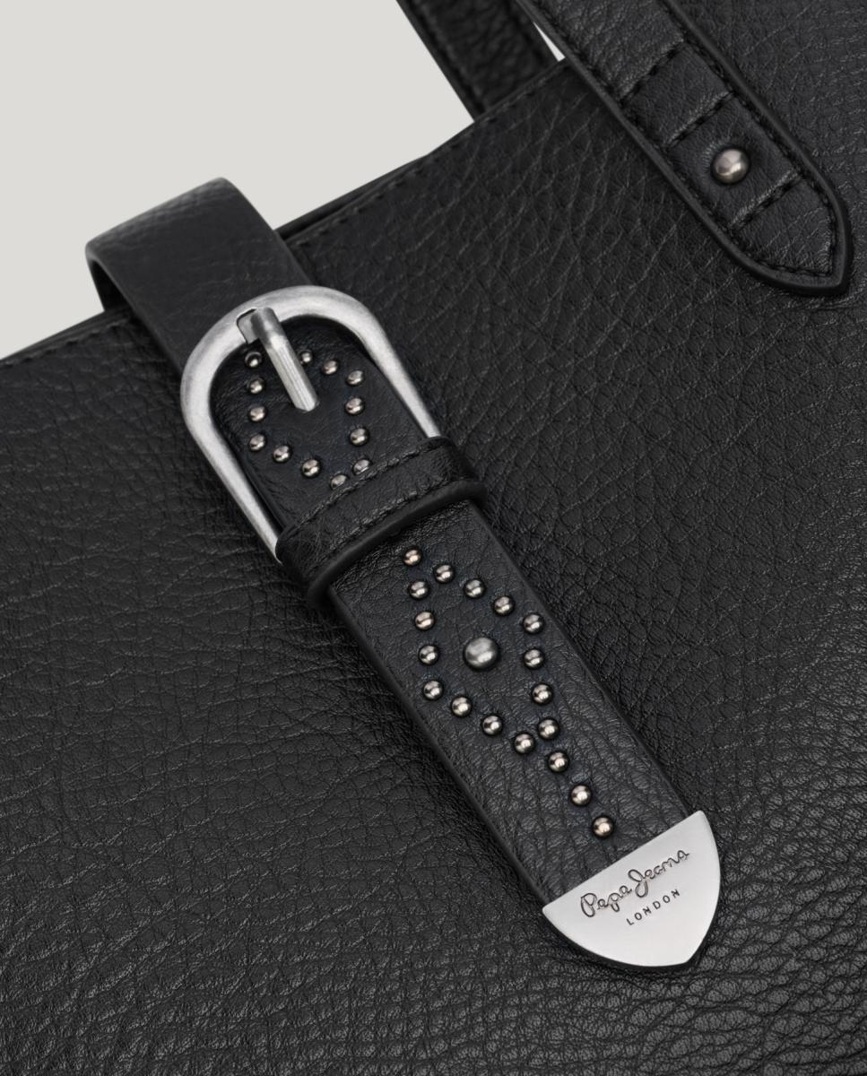Mala Tipo Tote com Fivela Decorativa Preto-3