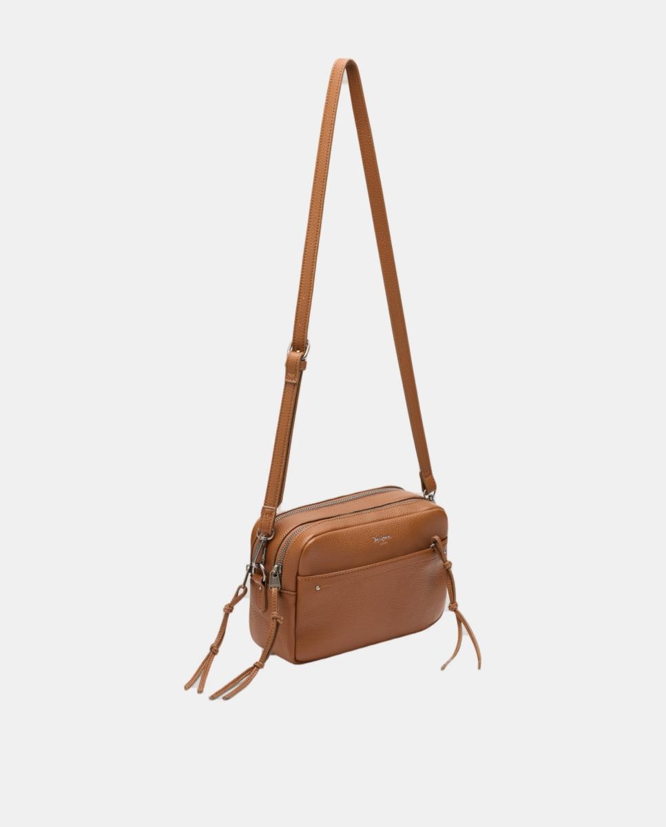 Mala a Tiracolo Estilo Câmara com Tachas Metálicas Decorativas e Logótipo Clássico Couro-3