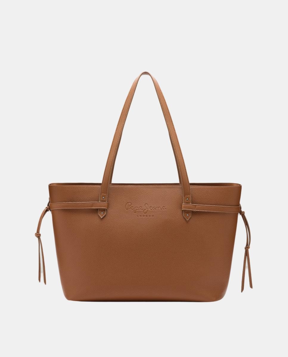Imagem 0 de Mala Shopper com Fecho Magnético e Alça Dupla com Detalhe de Tiras Laterais Atadas e Logótipo Clássico