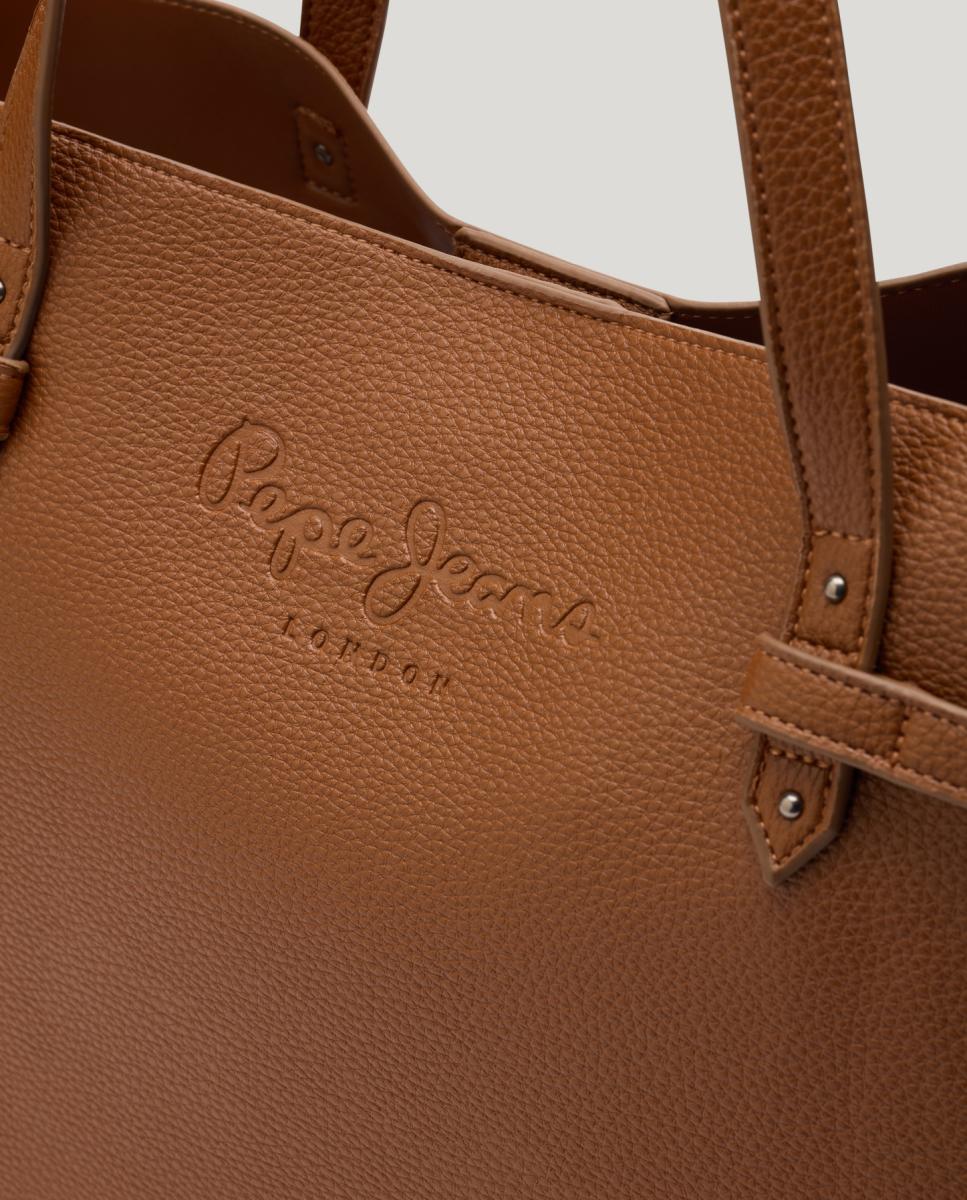 Mala Shopper com Fecho Magnético e Alça Dupla com Detalhe de Tiras Laterais Atadas e Logótipo Clássico Couro-3