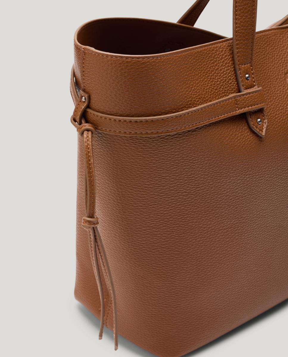 Mala Shopper com Fecho Magnético e Alça Dupla com Detalhe de Tiras Laterais Atadas e Logótipo Clássico Couro-4