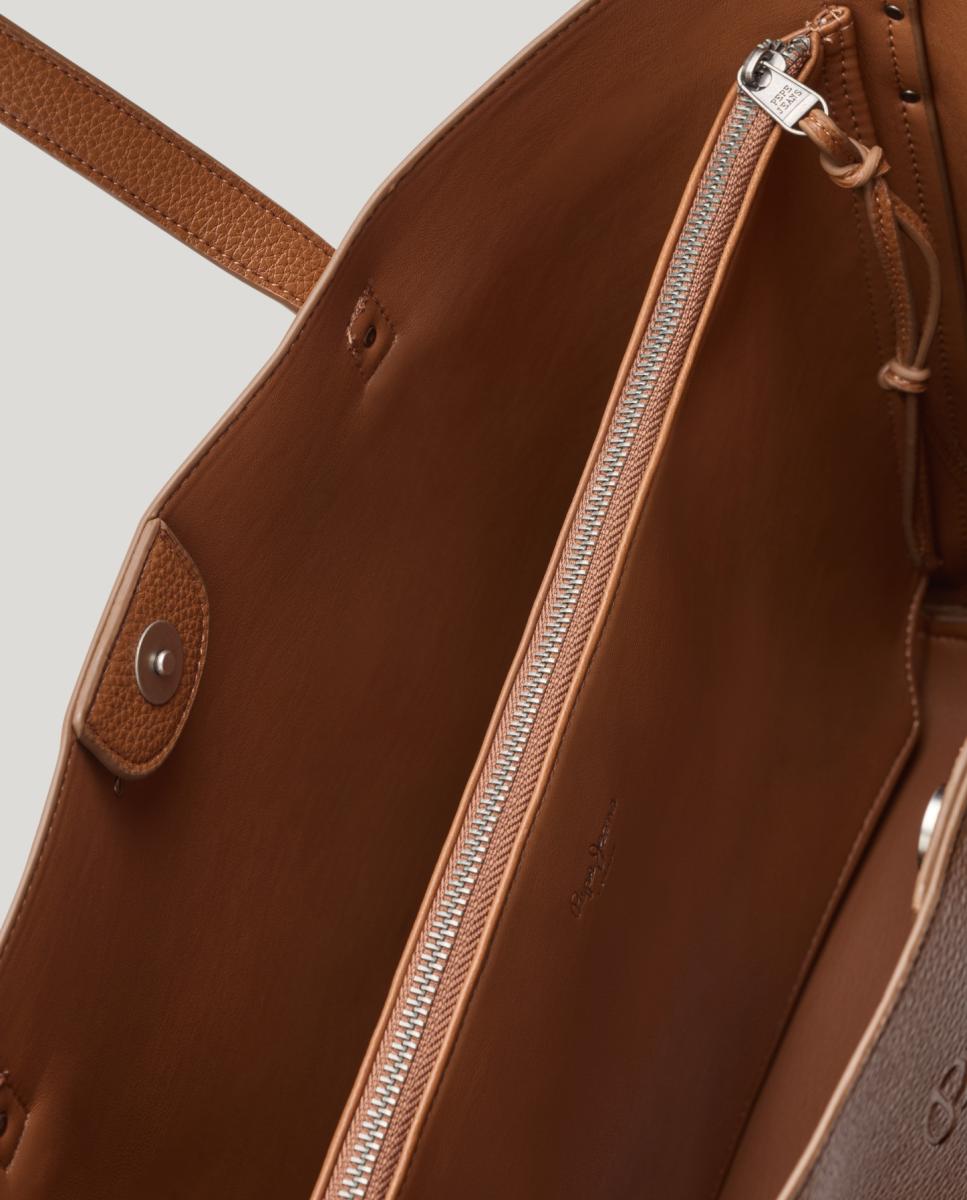 Mala Shopper com Fecho Magnético e Alça Dupla com Detalhe de Tiras Laterais Atadas e Logótipo Clássico Couro-5