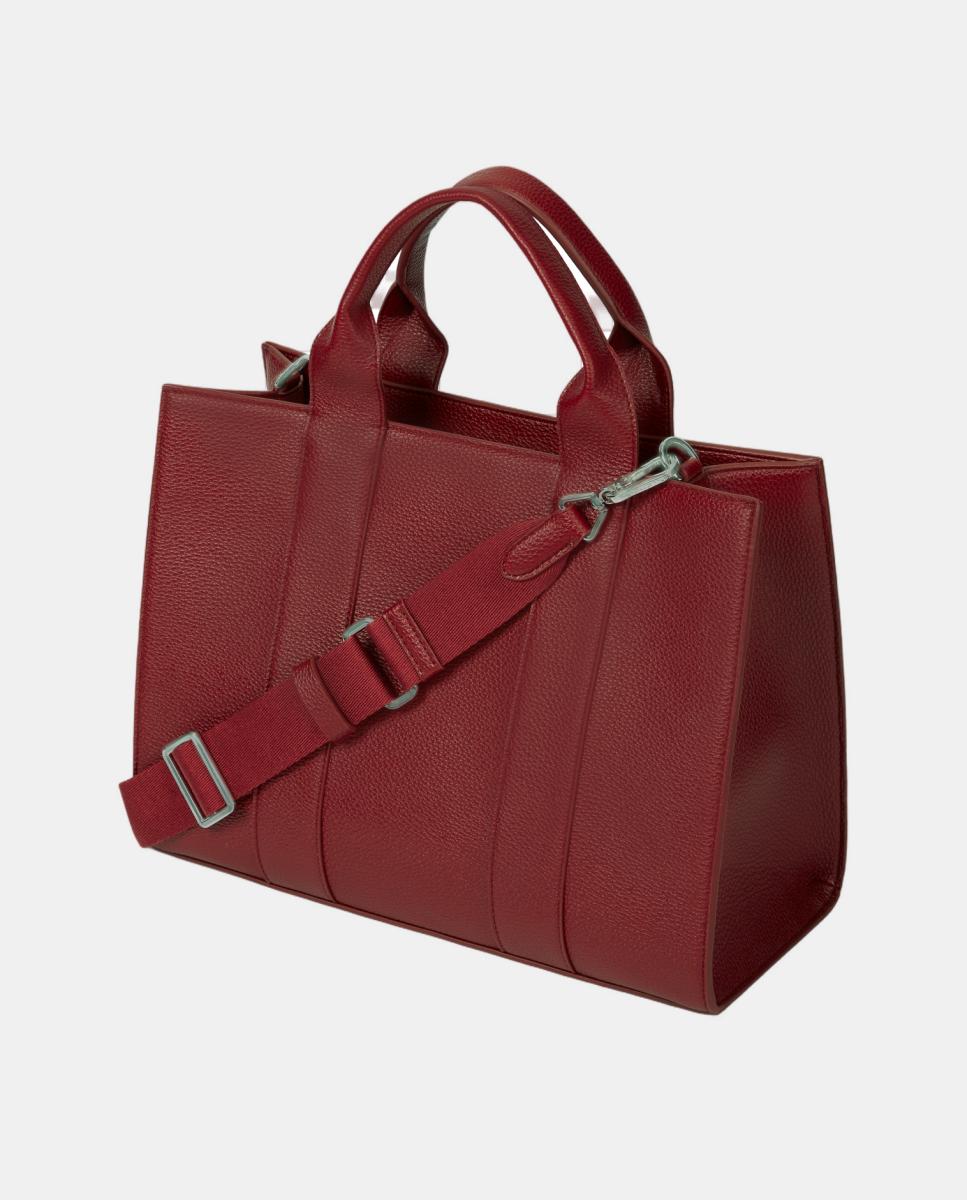 Mala Tipo Tote Média em Pele Gravada - Pebble Vermelho-2
