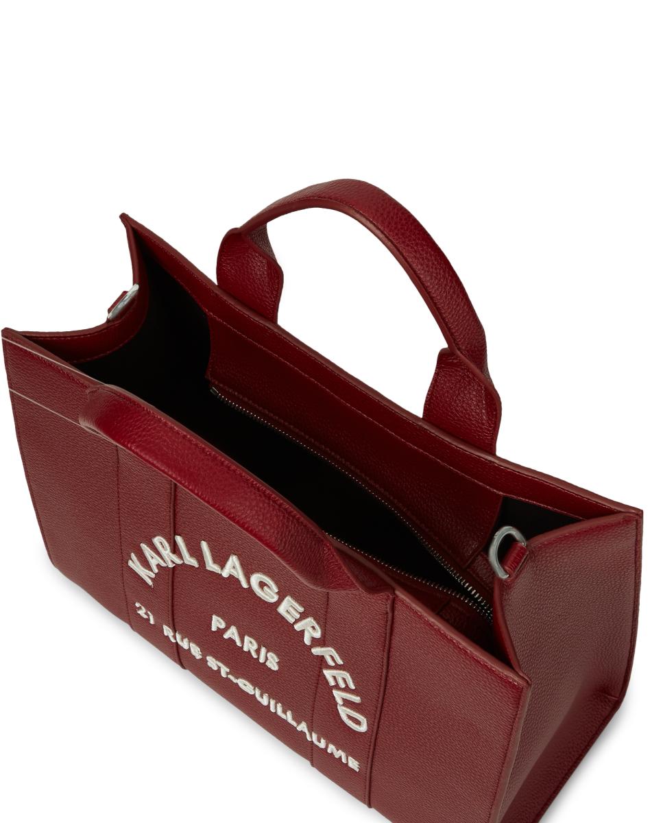 Mala Tipo Tote Média em Pele Gravada - Pebble Vermelho-4