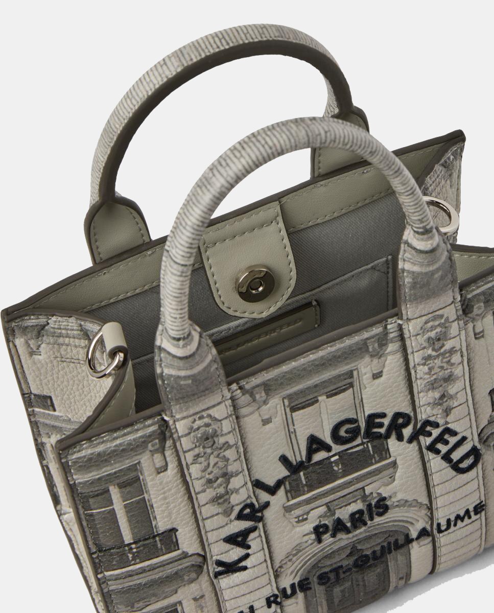 Mala Tipo Tote Mini Quadrada Cinzento-claro-4