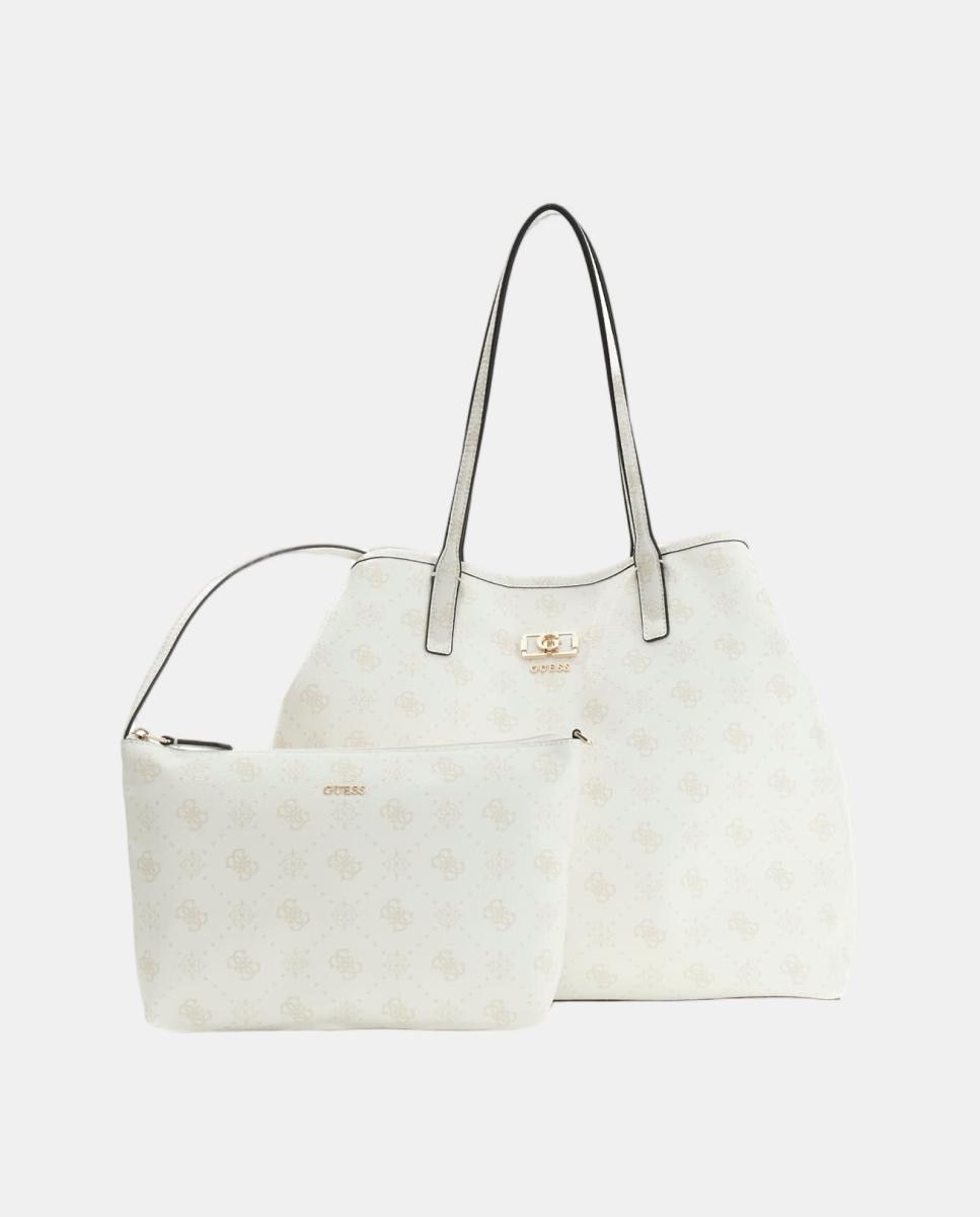 Mala de Ombro Tipo Tote com Fecho Magnético e Pochette Branco-2