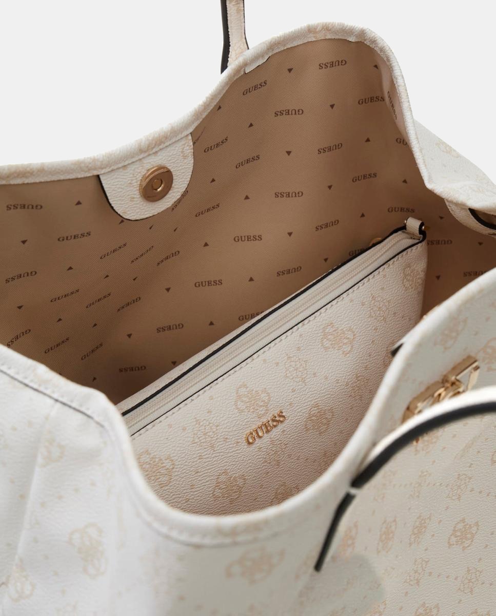 Mala de Ombro Tipo Tote com Fecho Magnético e Pochette Branco-4
