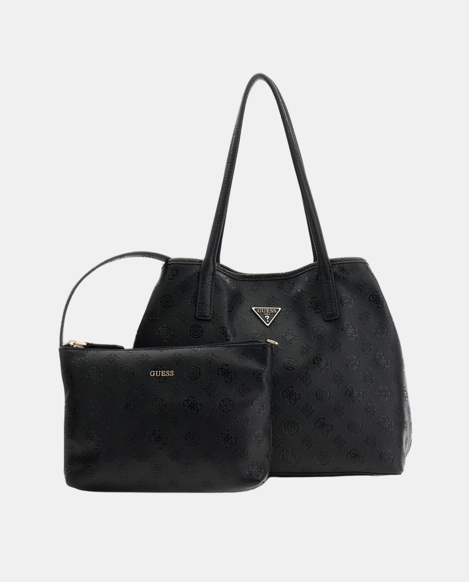 Mala de Ombro Tipo Tote com Fecho Magnético e Pochette Preto-3