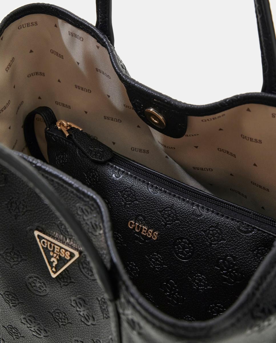 Mala de Ombro Tipo Tote com Fecho Magnético e Pochette Preto-5