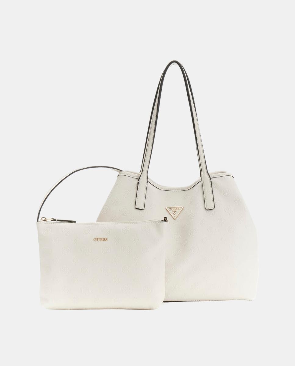 Mala de Ombro Tipo Tote com Fecho Magnético e Pochette Branco-3