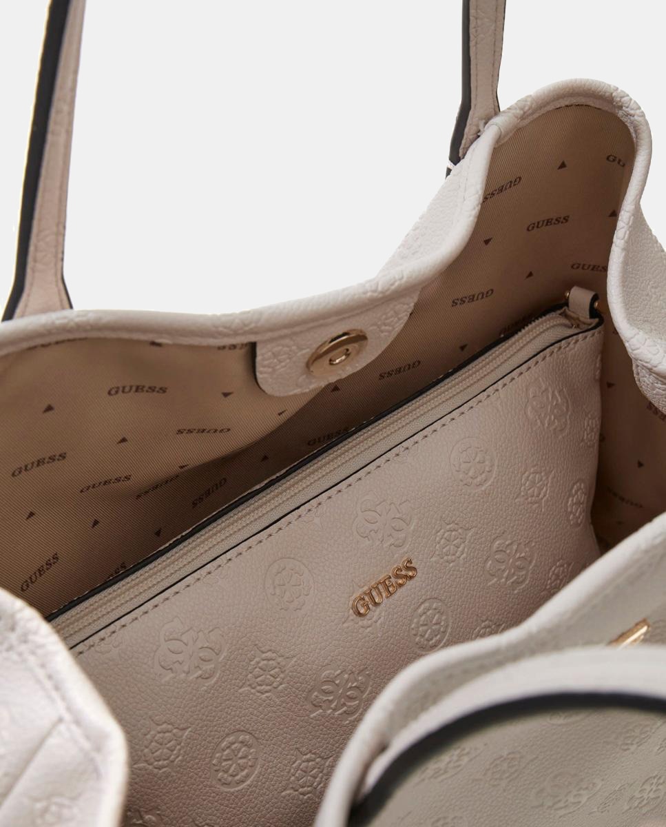 Mala de Ombro Tipo Tote com Fecho Magnético e Pochette Branco-4
