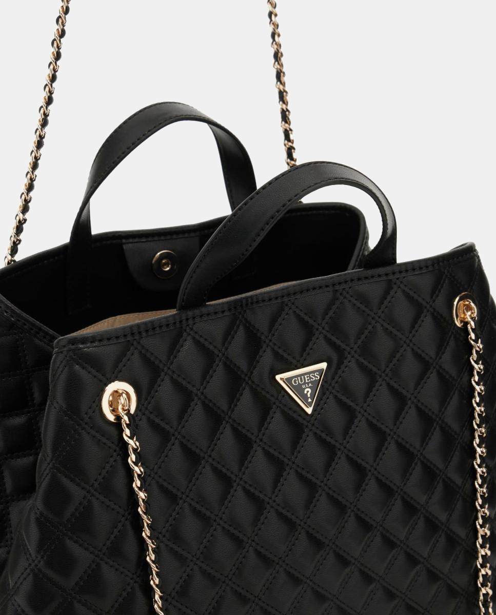 Mala de Ombro Tipo Tote com Fecho Magnético e Pochette Preto-4