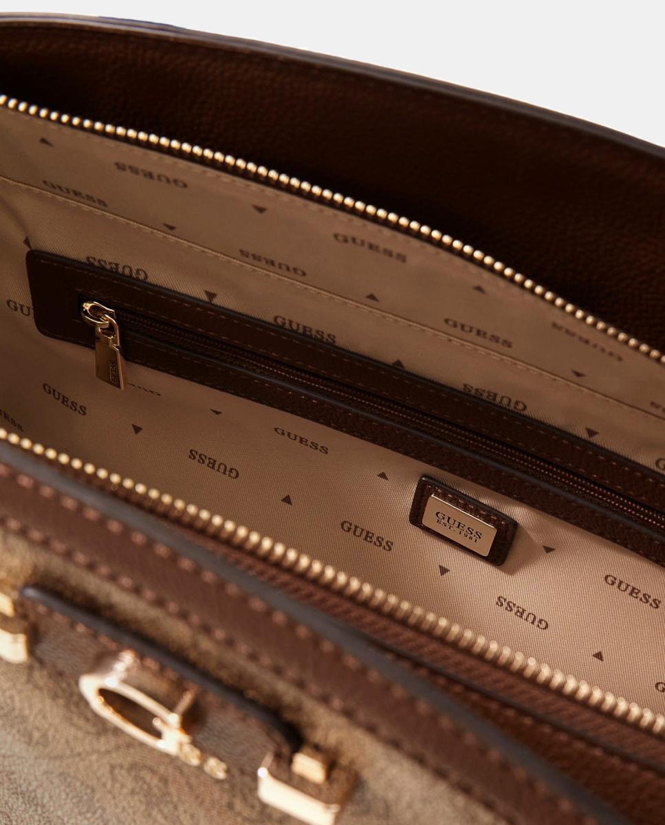 Bolso de hombro grande con cierre cremallera - Guess - Marrón claro Marrón claro-4