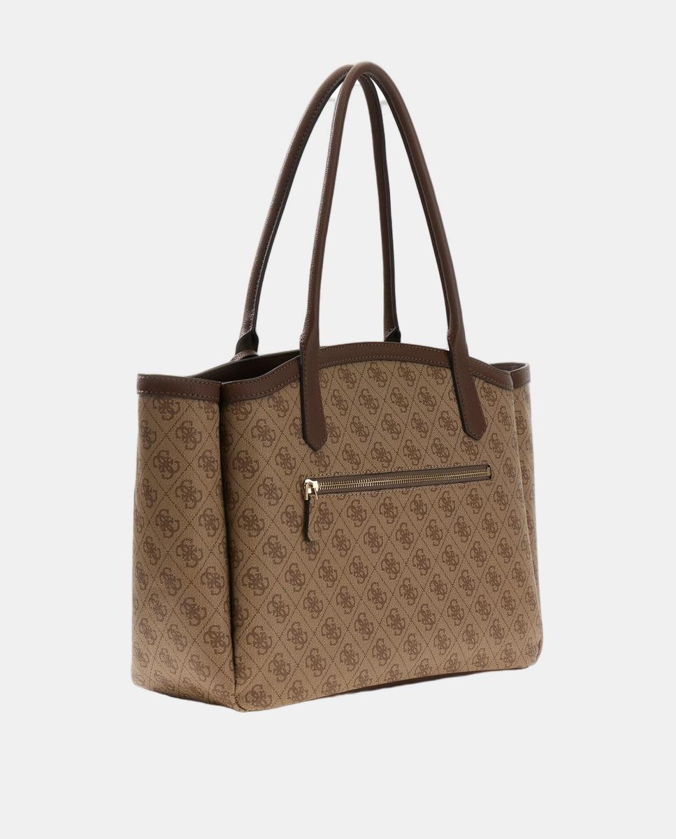 Bolso de hombro grande con cierre cremallera - Guess - Marrón claro Marrón claro-5