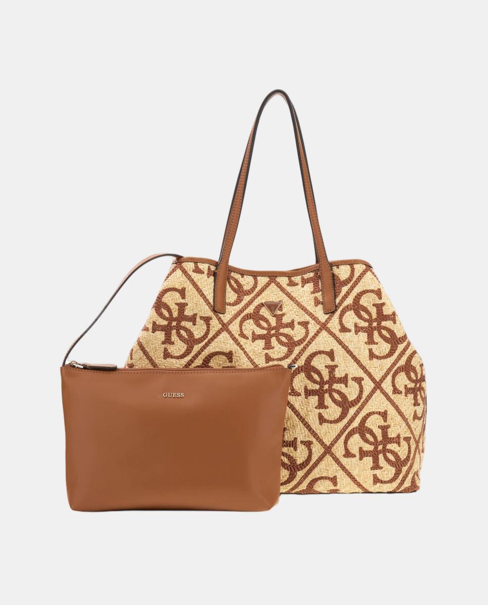 Mala de Ombro Tipo Tote com Fecho Magnético e Pochette Natural-2